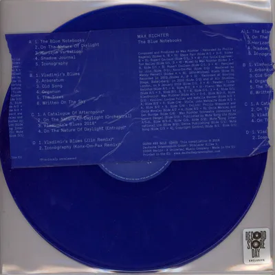 Max Richter — The Blue Notebooks (Record Store Day 2018) vinyl cover