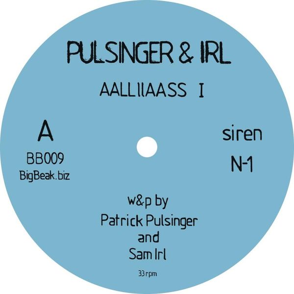 Pulsinger, Irl — AALLIIASS I vinyl cover